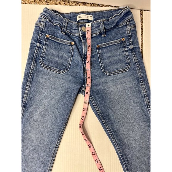 ZARA Kids Jeans Flare Boot Cut Solid Blue Jeans Size 11-12 Adjustable Waist - Picture 5 of 9
